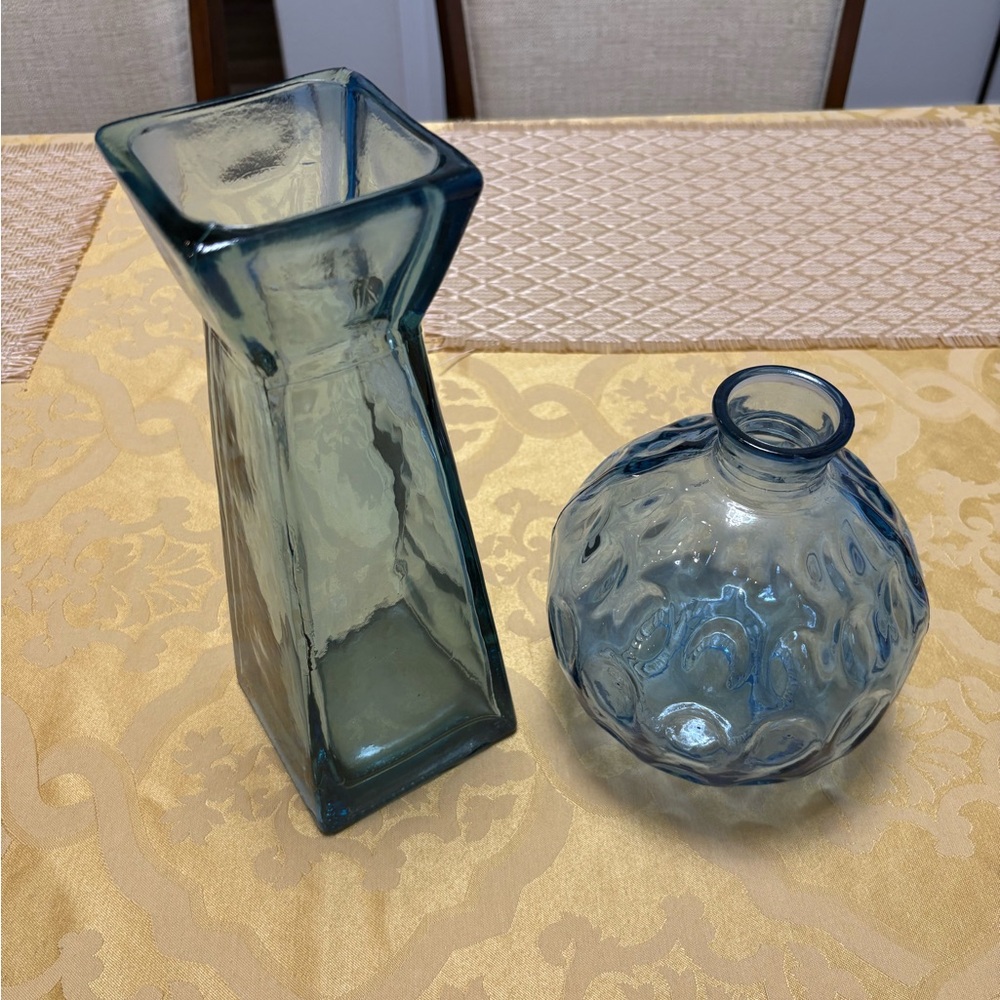 Hobby Lobby Aqua and Teal Glass Vase Set